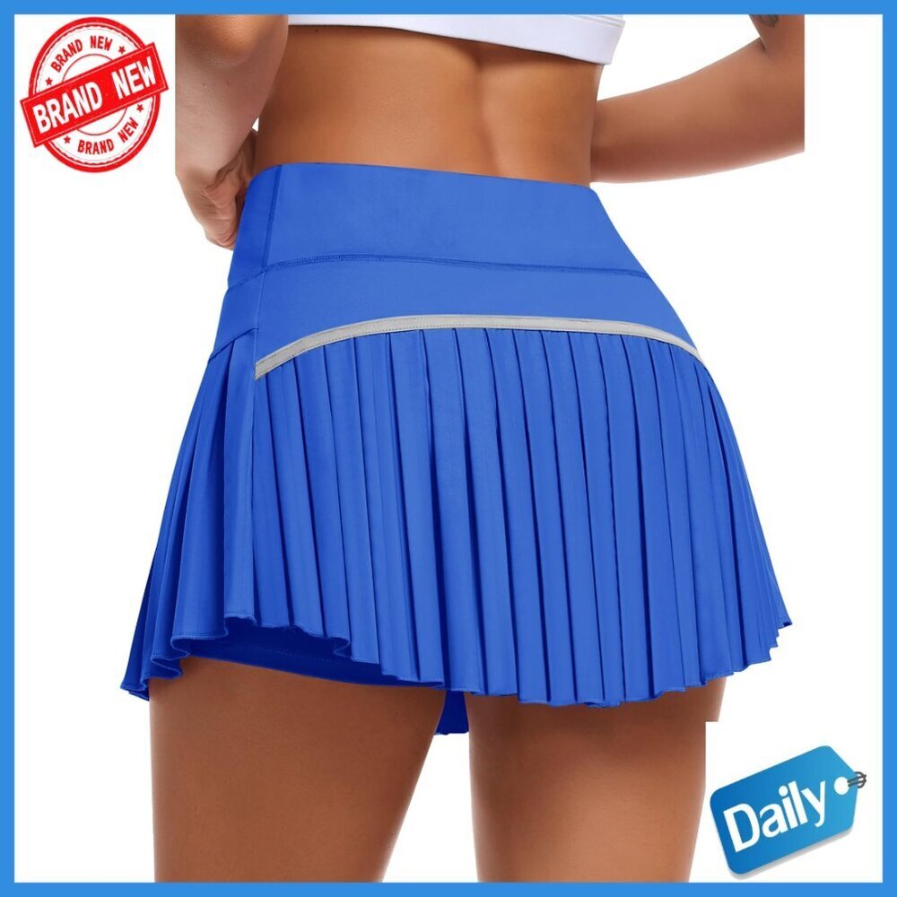 High Waisted Pleated Tennis Skort with Built-in Shorts & Pockets